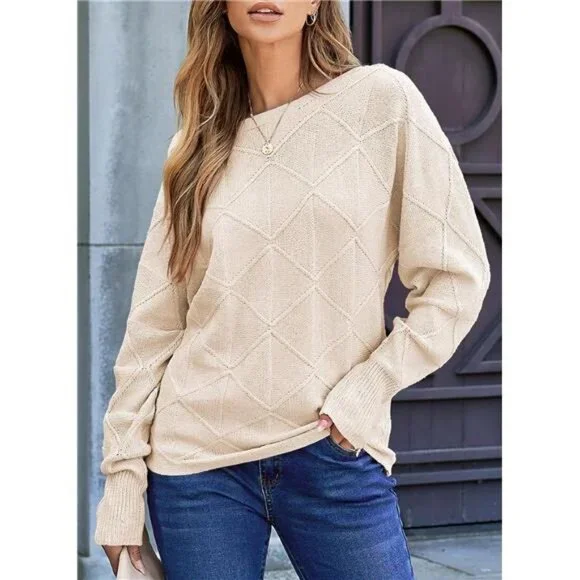 Casual Crewneck Sweaters for Women Fall Winter Lightweight Long